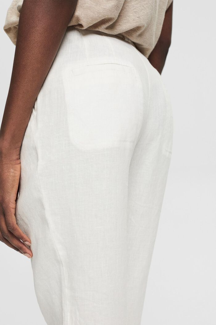 Pantalón en 100% lino, WHITE, detail image number 5