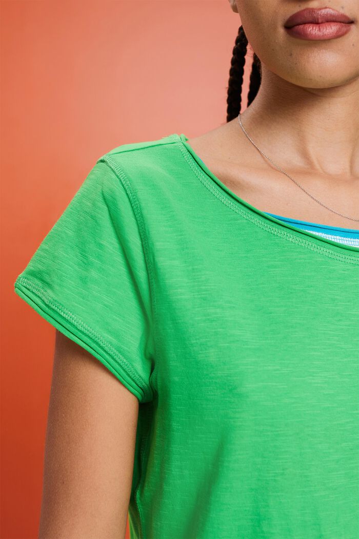 Camiseta flameada de algodón, GREEN, detail image number 3