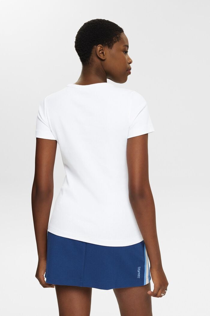 Camiseta de canalé con cuello redondo, WHITE, detail image number 3