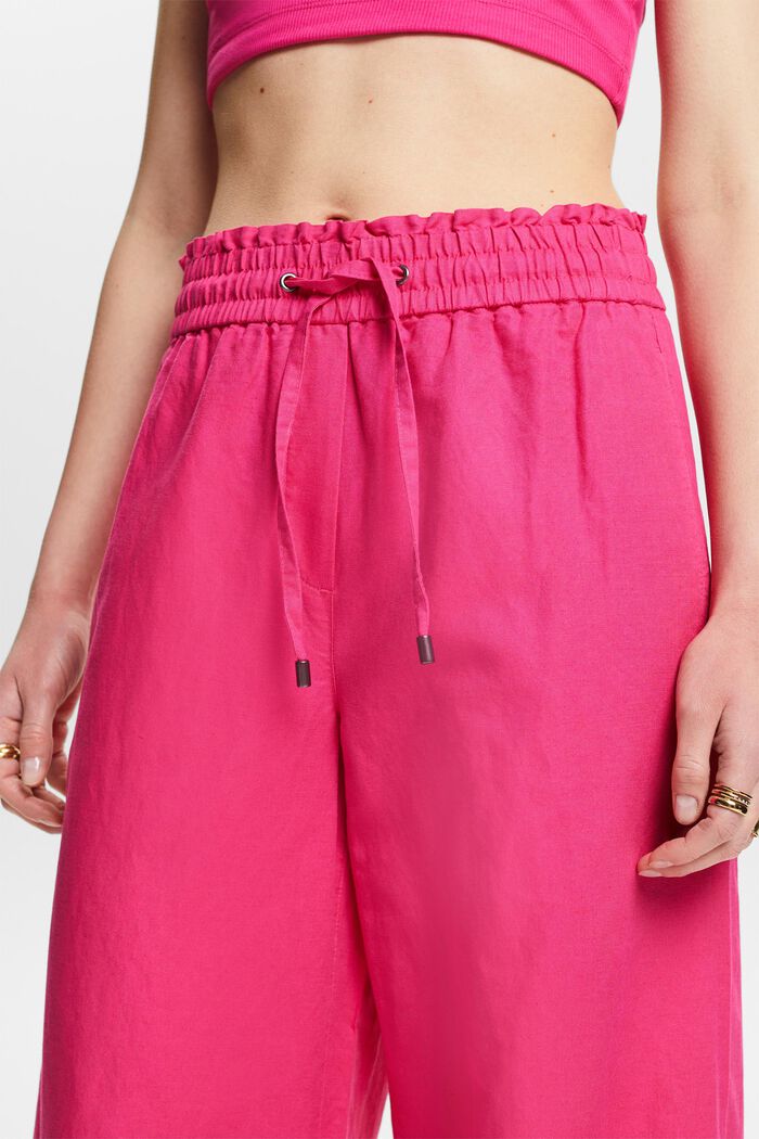 Pantalones de algodón y lino, PINK FUCHSIA, detail image number 4