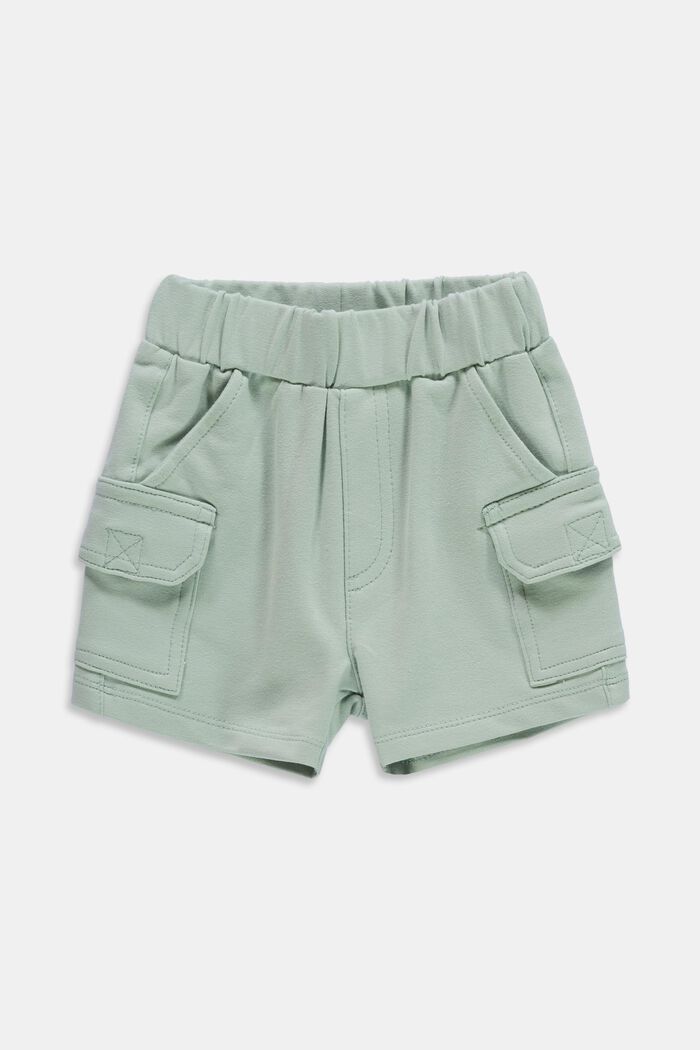 Pantalones cargo cortos de felpa, LIGHT AQUA GREEN, overview