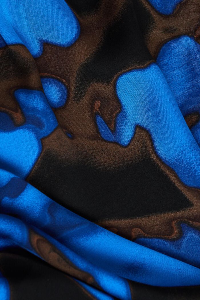 Blusa satinada fruncida con estampado, BRIGHT BLUE, detail image number 6