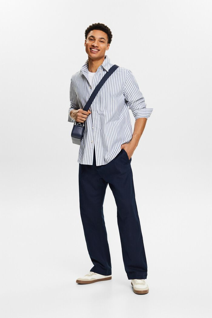 Pantalón Straight en lino y algodón, NAVY, detail image number 1