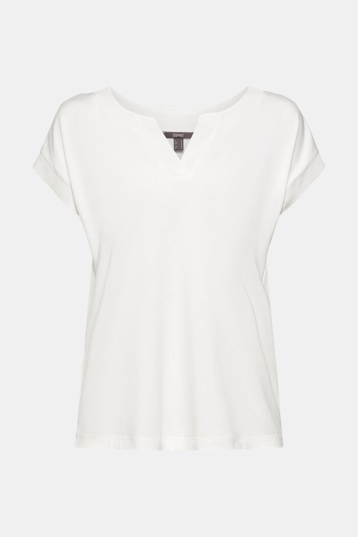 Camiseta con lyocell y detalles de gasa, OFF WHITE, detail image number 0