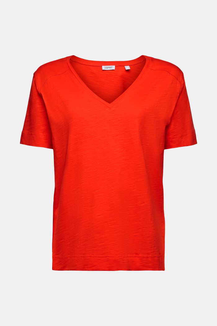 Camiseta de tejido jersey con cuello en pico, RED, detail image number 5