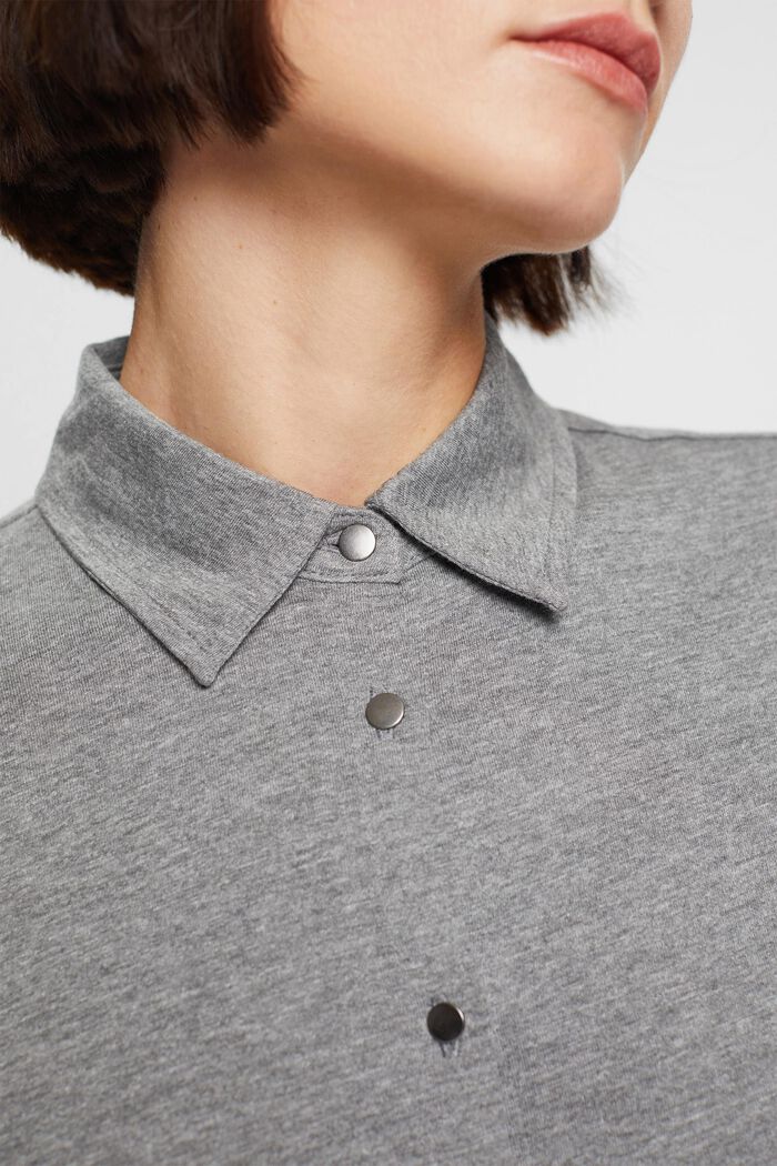 Camiseta de manga larga con botones, mezcla de algodón, MEDIUM GREY, detail image number 2