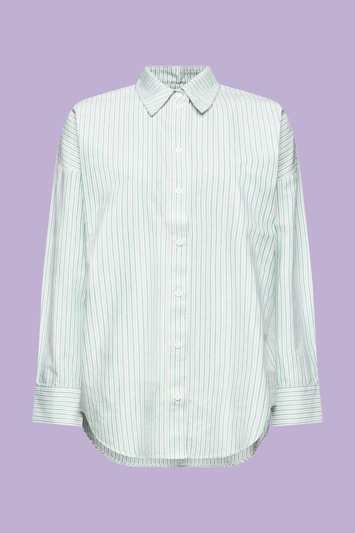 Camisa oversize de algodón a rayas, GREEN, detail image number 7