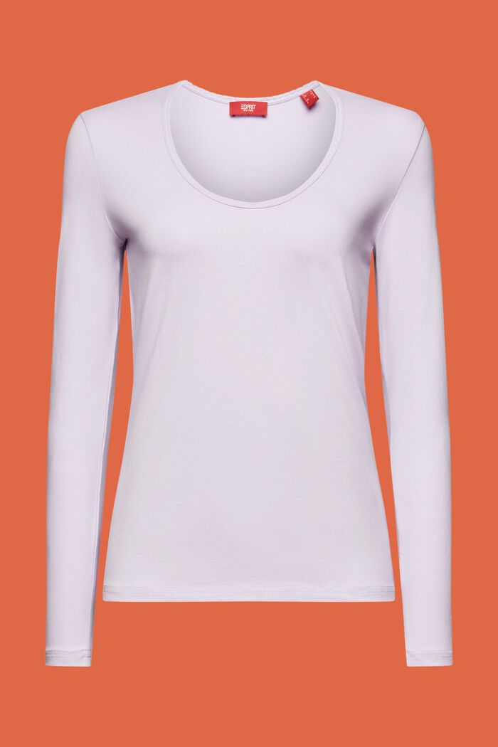 Camiseta de manga larga de algodón, LAVENDER, detail image number 6
