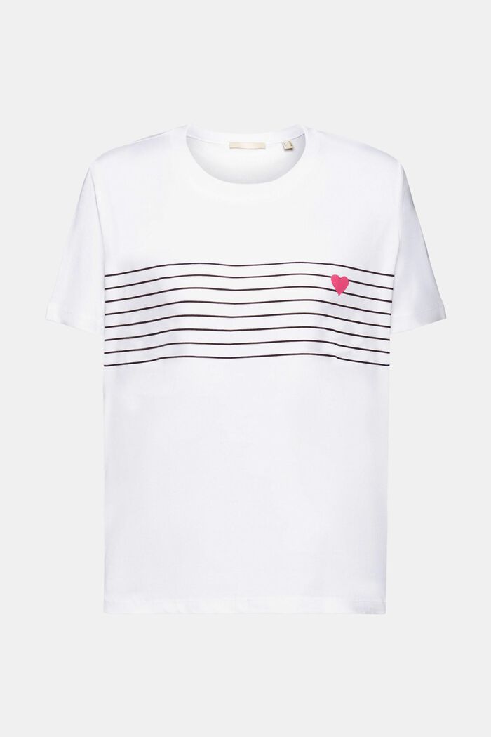 Camiseta con estampado de corazón, WHITE, detail image number 6