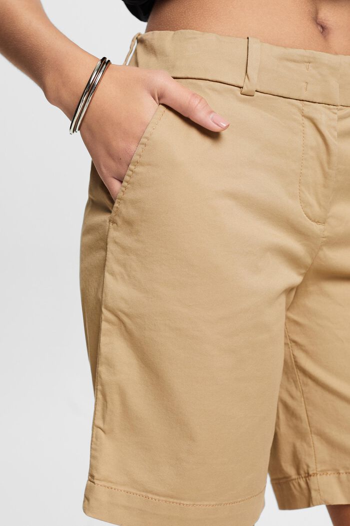 Pantalón corto de sarga con dobladillo, BEIGE, detail image number 4