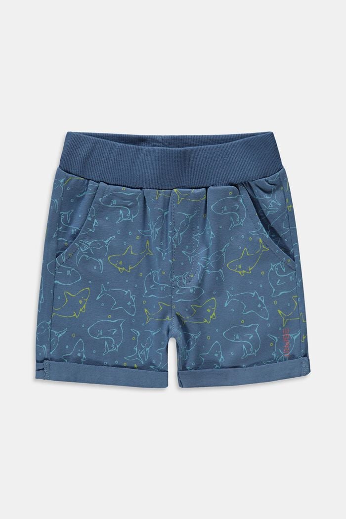 Shorts de jersey en algodón ecológico con estampado, GREY BLUE, detail image number 0