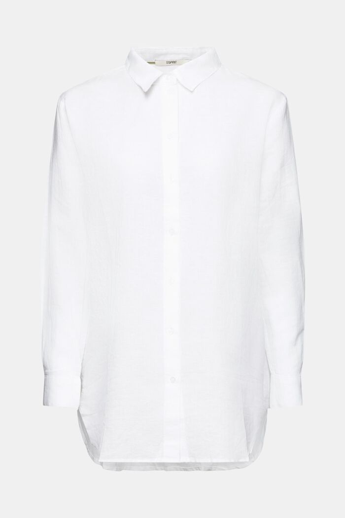 Camisa de lino y algodón, WHITE, detail image number 6