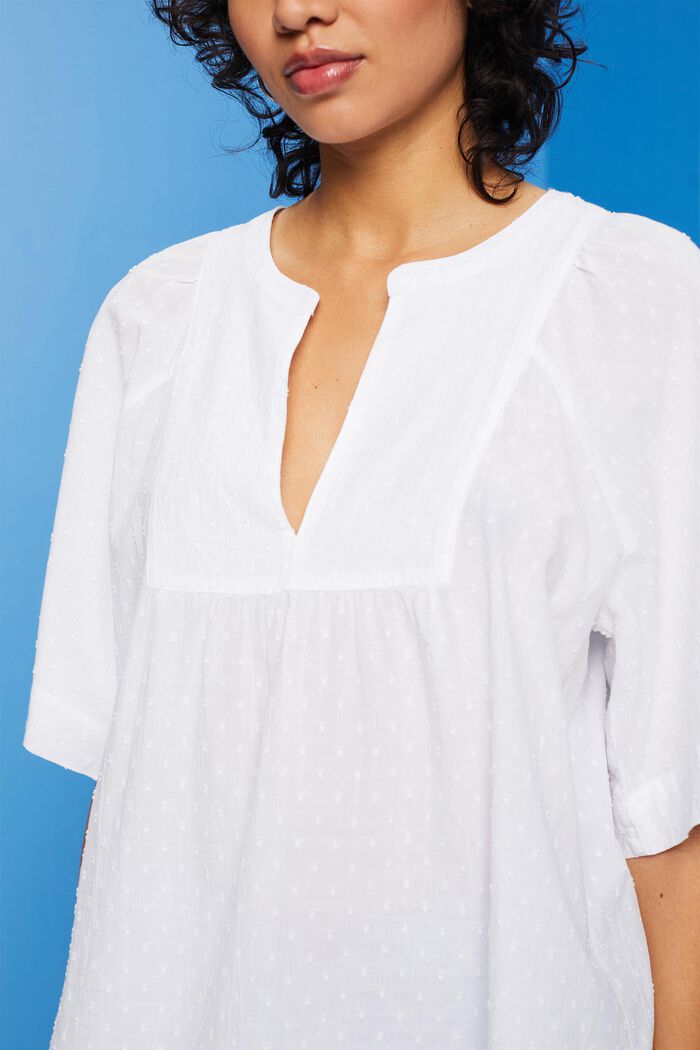 Blusa bordada de algodón, WHITE, detail image number 2