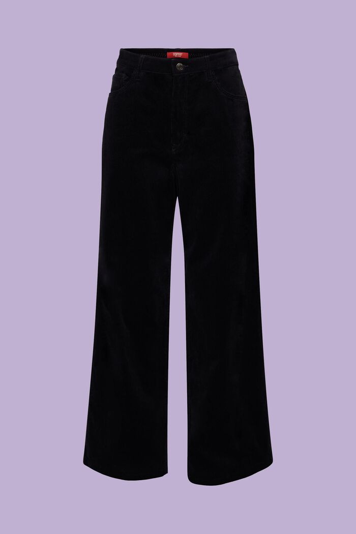 Pantalón de pana de tiro alto y pernera amplia, BLACK, detail image number 5