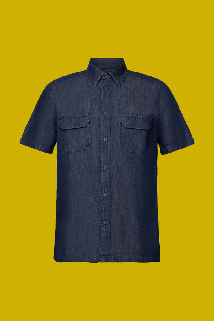 Camisa de manga corta con look vaquero, BLUE BLACK, detail image number 8