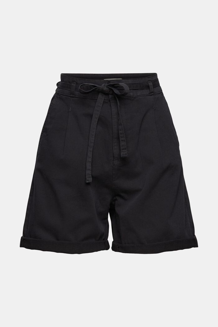 Shorts de cintura alta en 100% algodón Pima, BLACK, detail image number 2