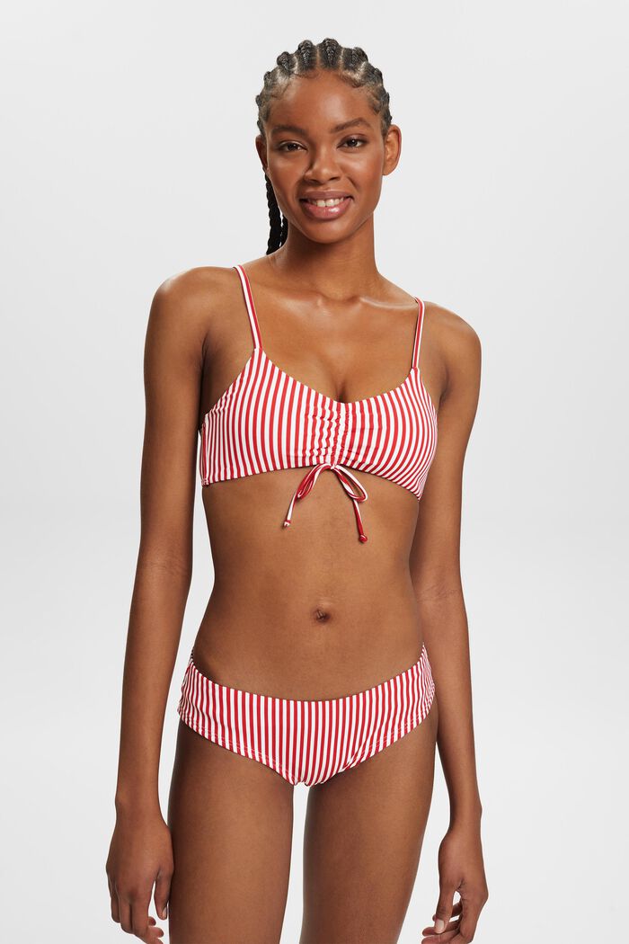 Top de bikini con relleno y diseño de rayas, DARK RED, detail image number 0