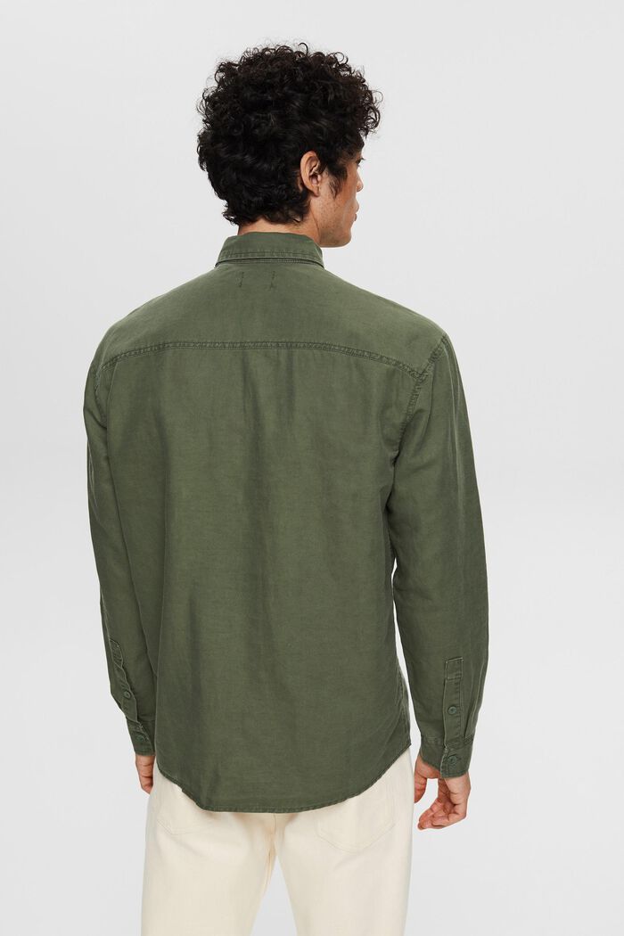 En mezcla de lino: camisa oversize, GREEN, detail image number 3
