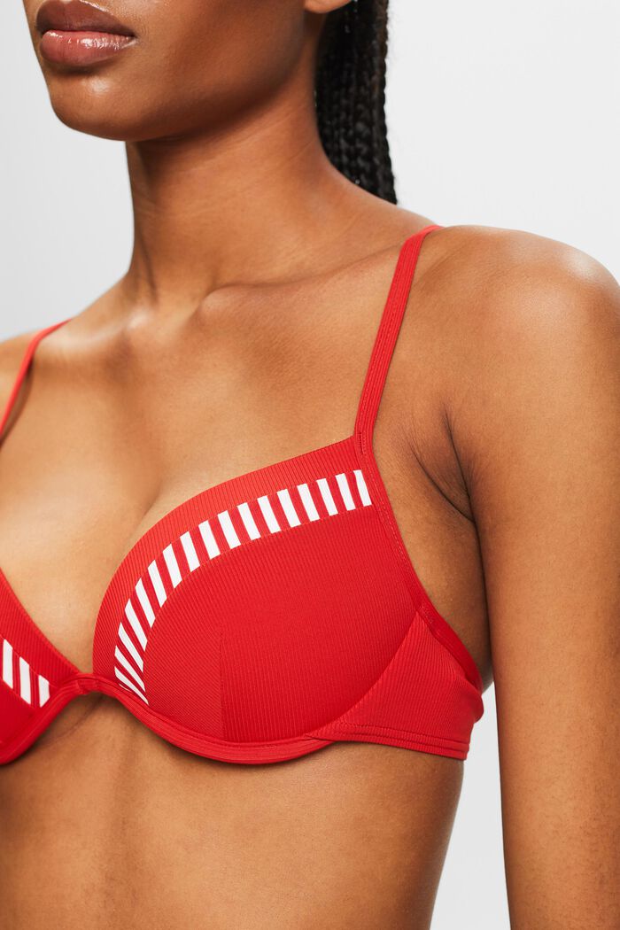 Top de bikini estampado con relleno y sin aros, DARK RED, detail image number 2