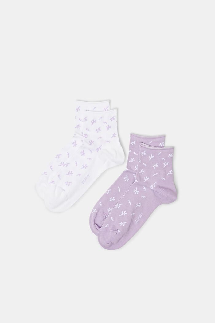 Pack: 2 pares de calcetines de algodón estampados, WHITE/LILAC, detail image number 0