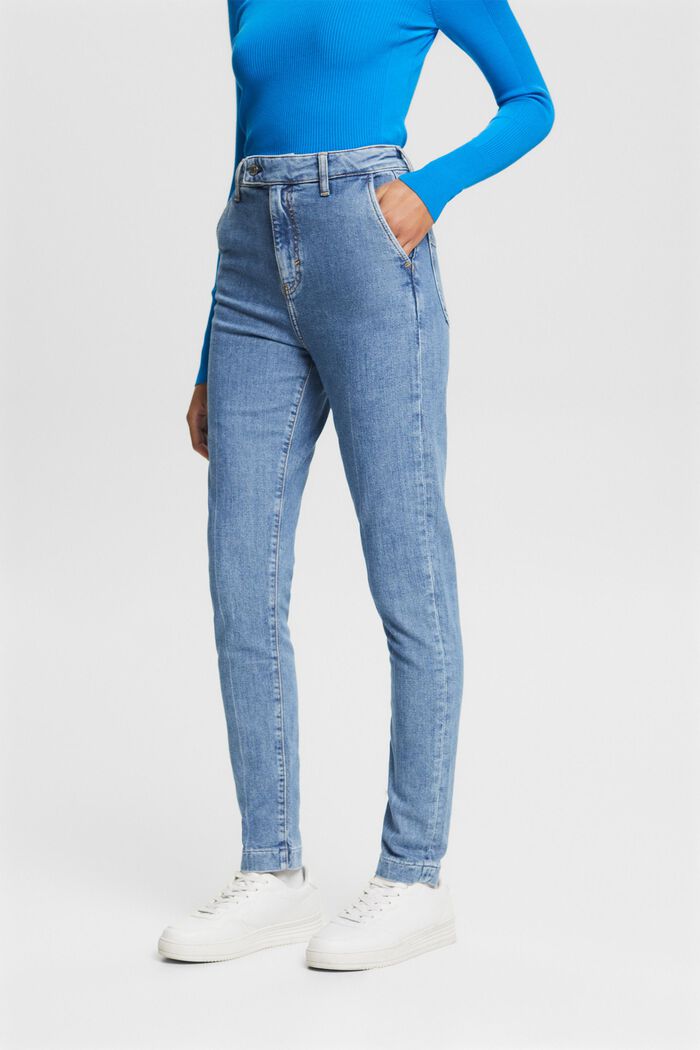 Jeans high-rise slim, BLUE LIGHT WASHED, detail image number 0