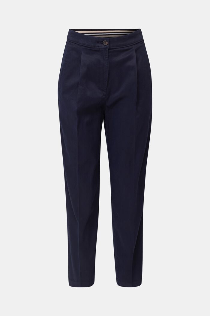 Con TENCEL™: pantalón con pinzas en la cintura, NAVY, detail image number 0