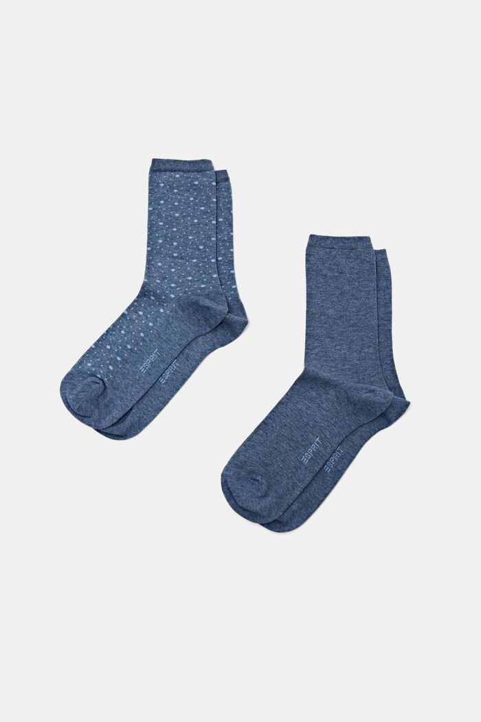 Pack de 2 pares de calcetines de algodón ecológico, LIGHT DENIM, detail image number 1