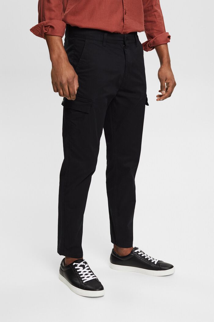 Pantalones cargo en algodón ecológico, BLACK, detail image number 0