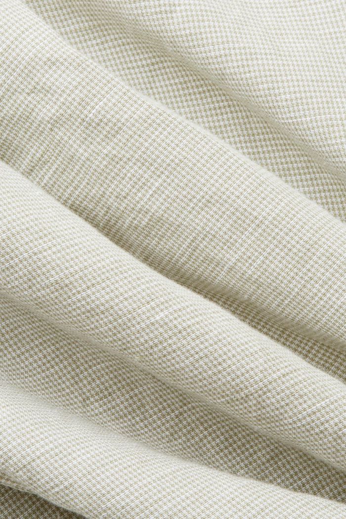 Camisa de manga corta en una mezcla de lino con diseño de pata de gallo, LIGHT KHAKI, detail image number 4