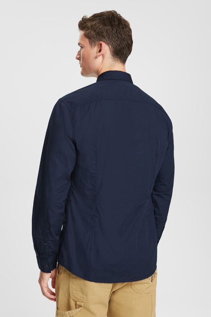 Camisa de algodón sostenible con corte ceñido, NAVY, detail image number 3