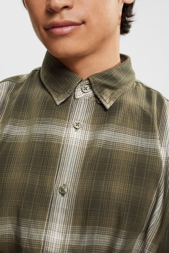Camisa de algodón y cuadros, KHAKI GREEN, detail image number 2