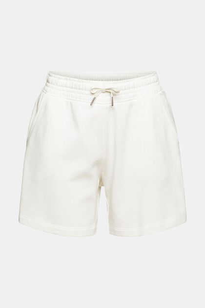 Pantalones cortos de felpa en algodón, OFF WHITE, overview