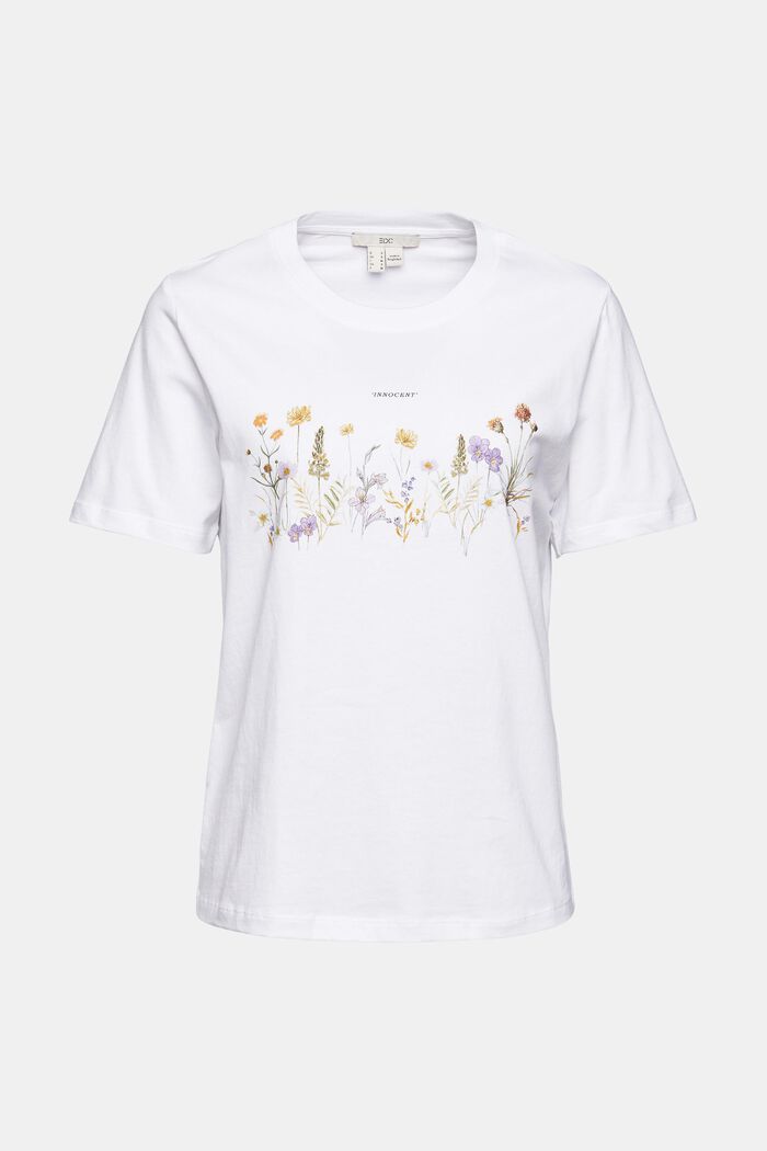 Camiseta con estampado de flores, WHITE, overview