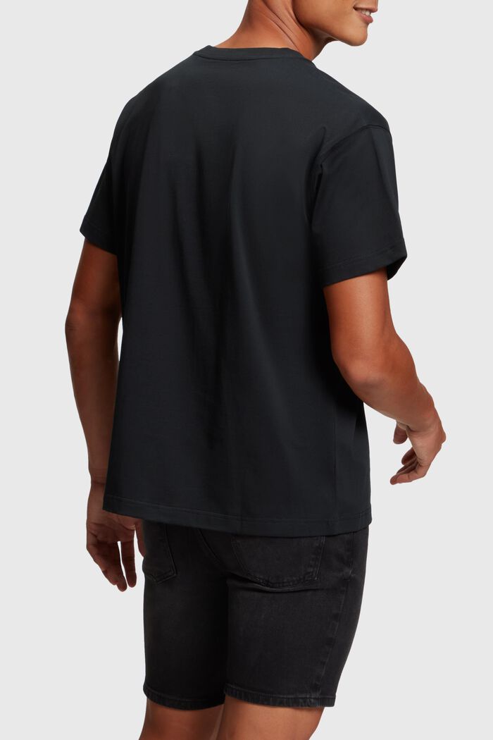 Camiseta con logotipo flocado en el pecho, BLACK, detail image number 1