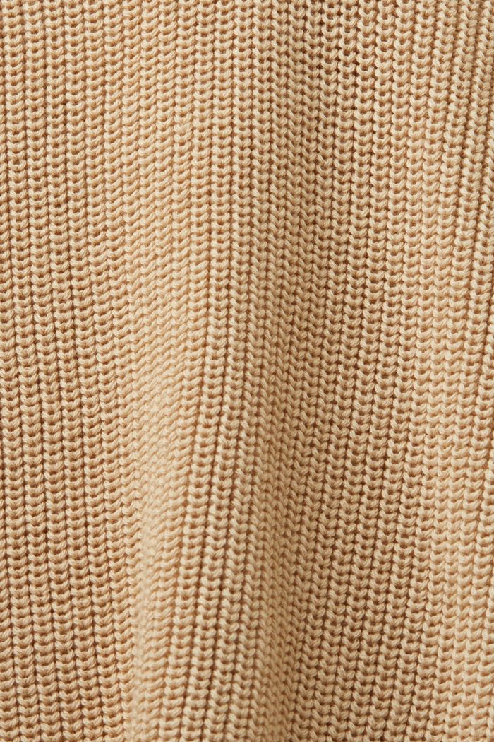 Jersey de punto con cuello de polo, 100% algodón, SAND, detail image number 5