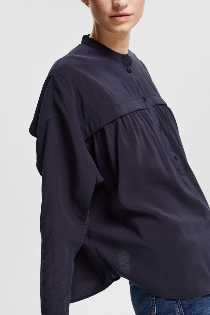 Blusa con cuello mao, LENZING™ ECOVERO™, NAVY, detail image number 2