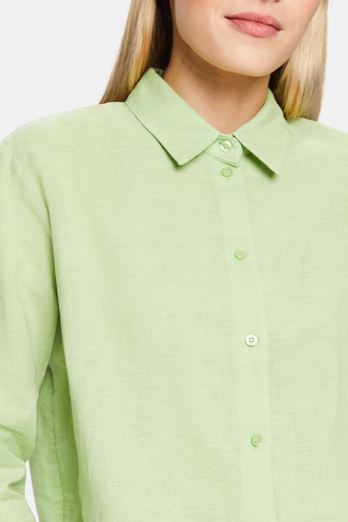 Camisa de lino y algodón, LIGHT GREEN, detail image number 3