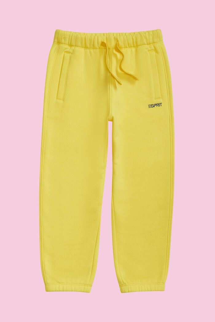 Pantalones deportivos en mezcla de algodón con logotipo, YELLOW, detail image number 1
