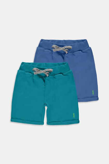 Pack de 2 pantalones cortos de algodón puro, AQUA GREEN, overview