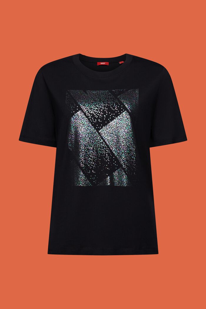 Camiseta con estampado holográfico, BLACK, detail image number 5