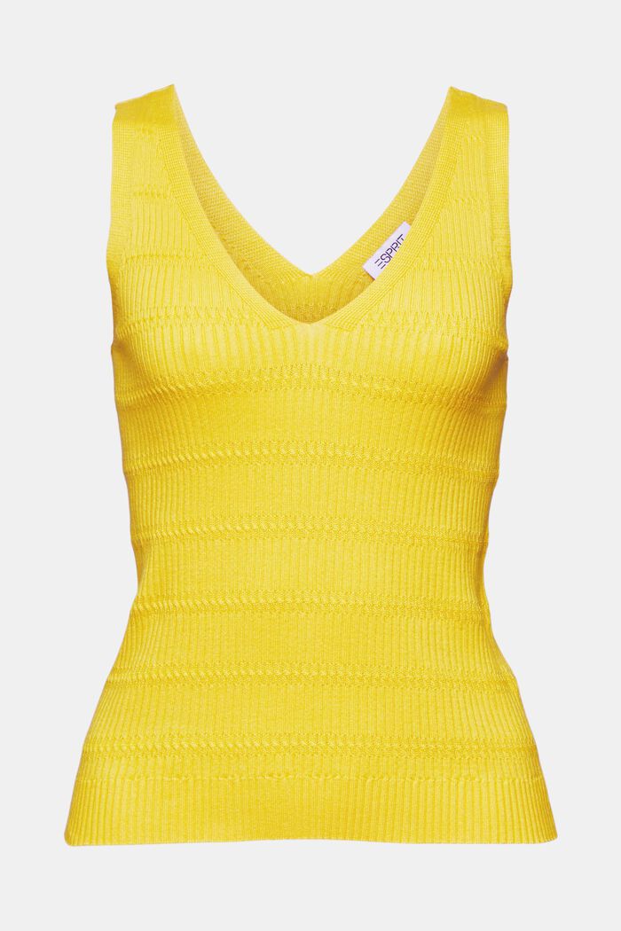 Top jersey con cuello pico, YELLOW, detail image number 5
