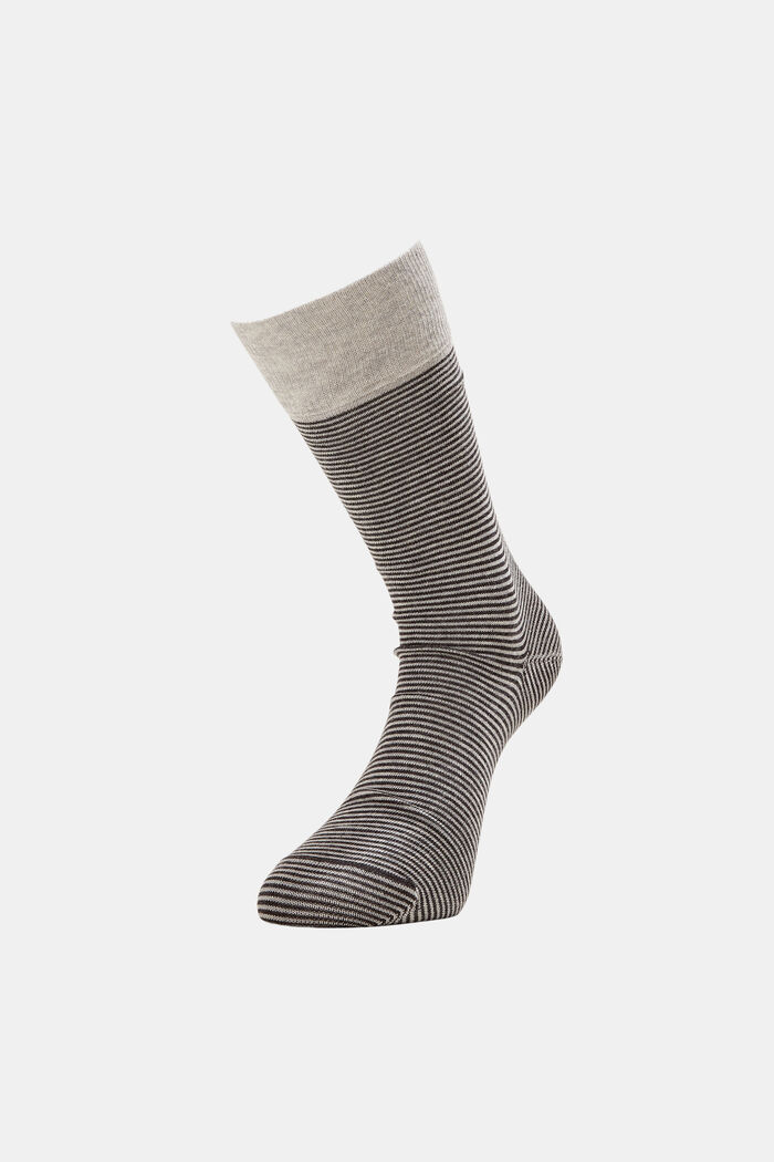 Pack de 2 pares de calcetines a rayas, algodón ecológico, GREY, detail image number 0