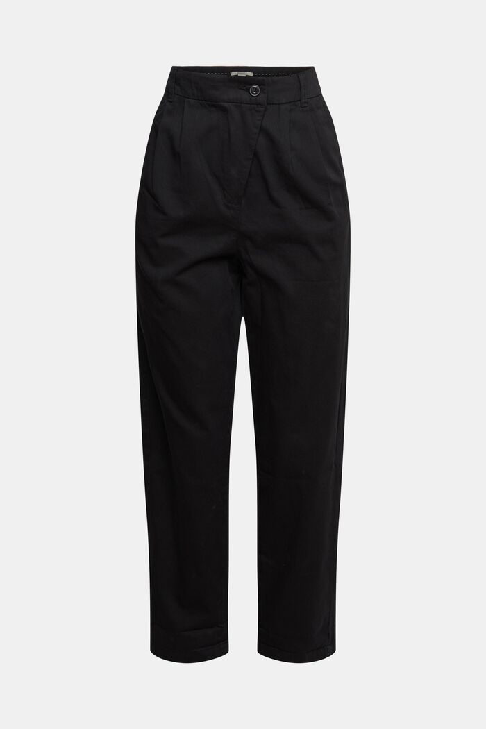 Pantalón chino High-Rise Straight Leg de algodón, BLACK, detail image number 0