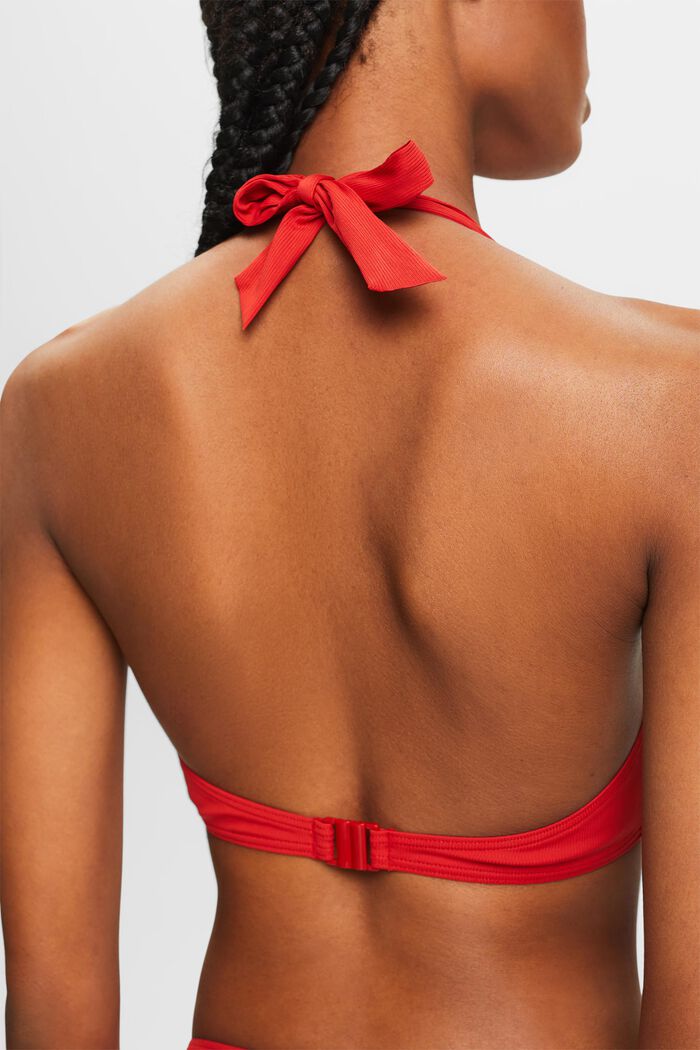 Top de bikini con relleno y tirantes al cuello, DARK RED, detail image number 1