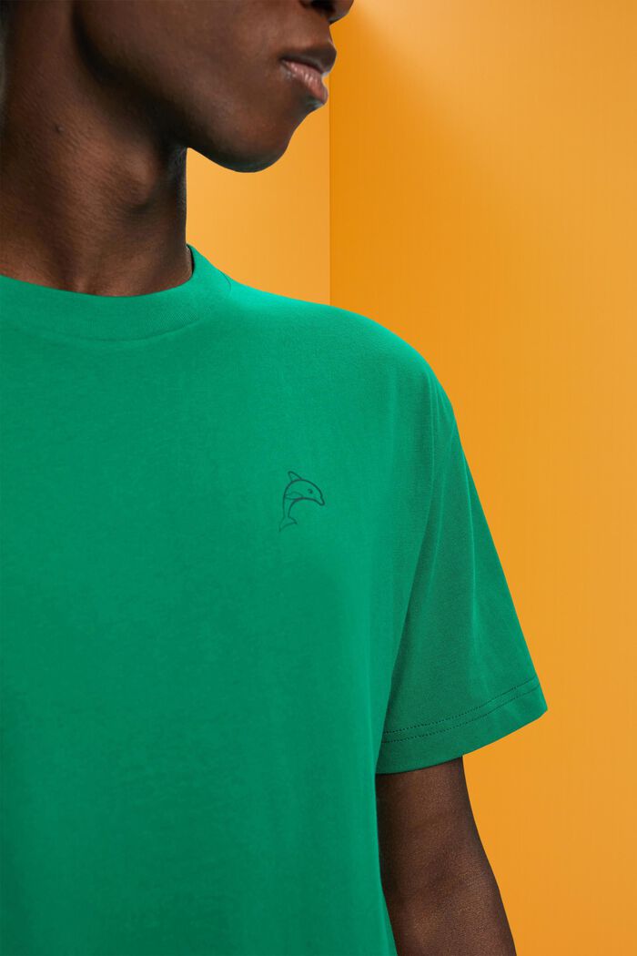 Camiseta de algodón con estampado de delfín, GREEN, detail image number 2
