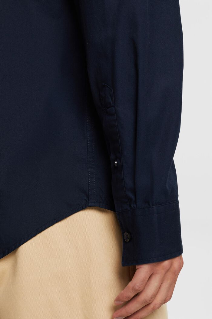 Camisa de cuello abotonado de popelina, 100 % algodón, NAVY, detail image number 2