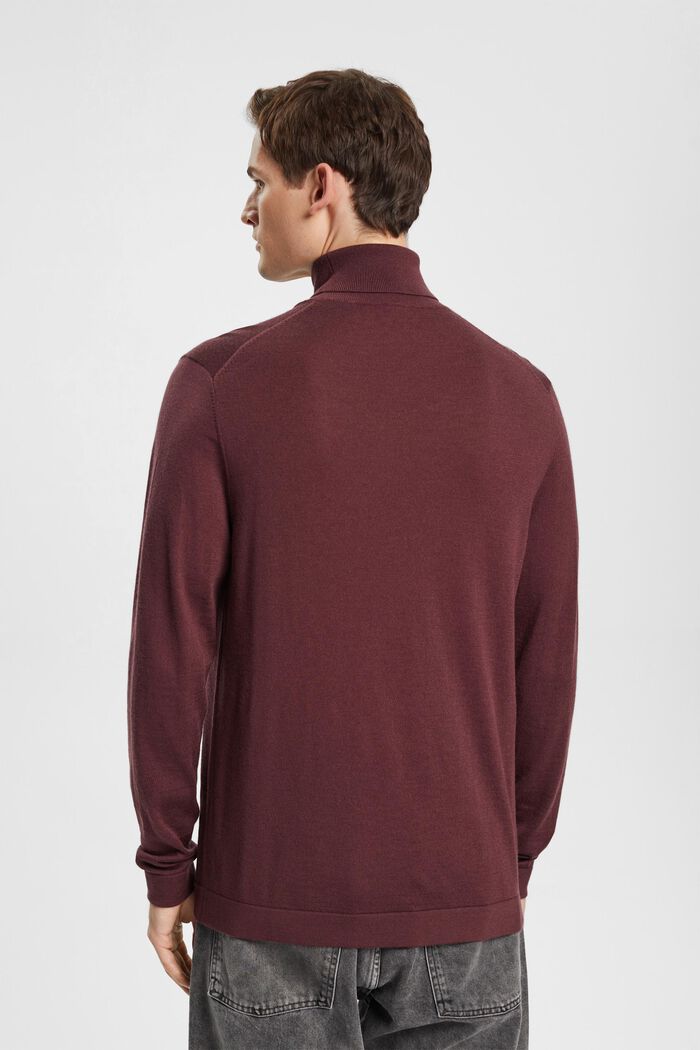 Jersey de lana con cuello vuelto, BORDEAUX RED, detail image number 3