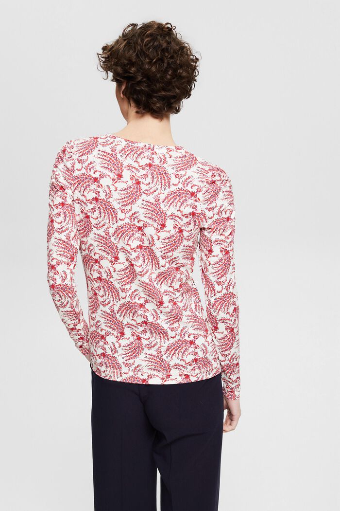 Camiseta de manga larga con estampado floral, algodón ecológico, OFF WHITE, detail image number 3