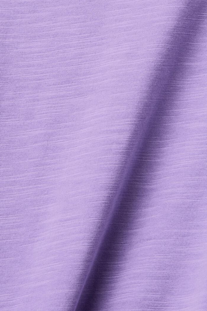 Camiseta de algodón con escote en U, PURPLE, detail image number 5