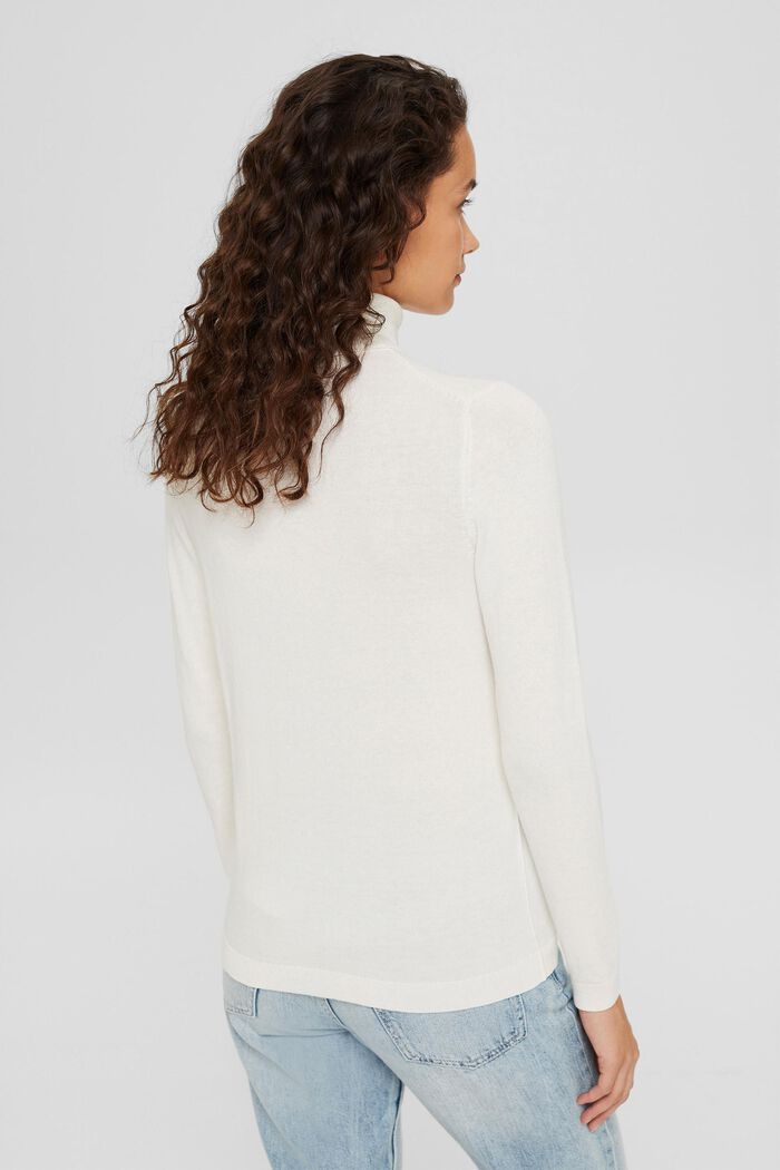Jersey de cuello vuelto con algodón ecológico, OFF WHITE, detail image number 3
